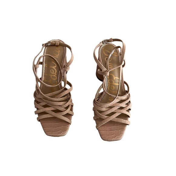 SAM‎ EDELMAN Women’s Daffodil Ankle-Wrap Suede & Croc-Embossed Heel Sandals 8.5M - Picture 2 of 9